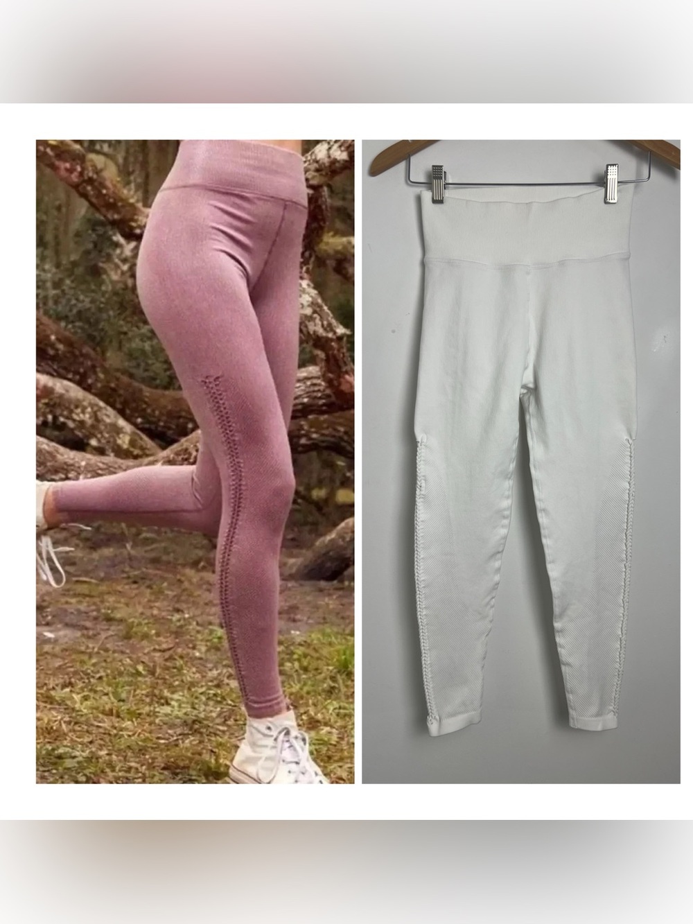 OFFLINE‎ by Aerie Small Ivory Seamless Macrame High Waisted 7/8 Leggings